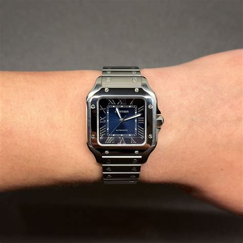 cartier santos blue medium|cartier santos medium blue dial.